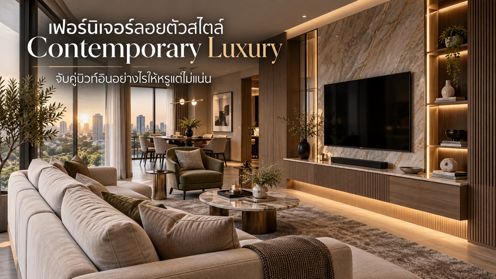 เฟอร์นิเจอร์ลอยตัวสไตล์ Contemporary Luxury จับคู่บิวท์อินอย่างไรให้หรูแต่ไม่แน่น