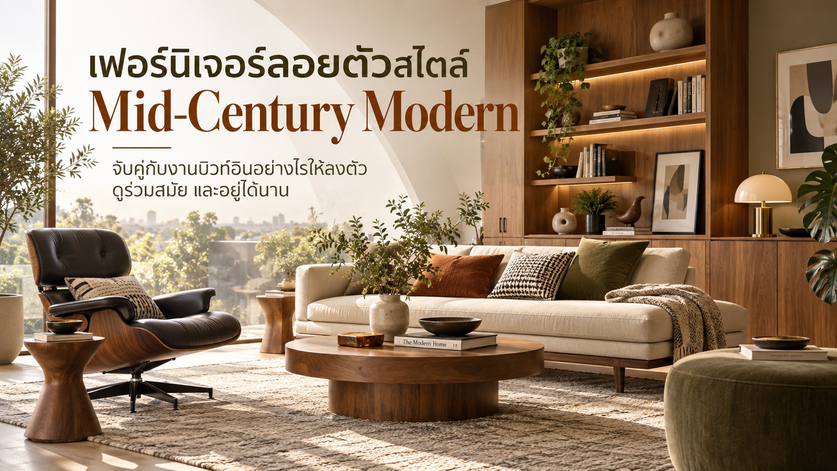 เฟอร์นิเจอร์ลอยตัวสไตล์ Mid-Century Modern จับคู่บิวท์อินอย่างไรให้ลงตัว