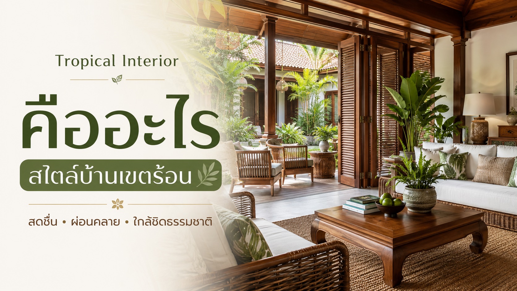 Tropical Interior คืออะไร? สไตล์บ้านเขตร้อนที่อบอุ่น สดชื่น และใกล้ชิดธรรมชาติ