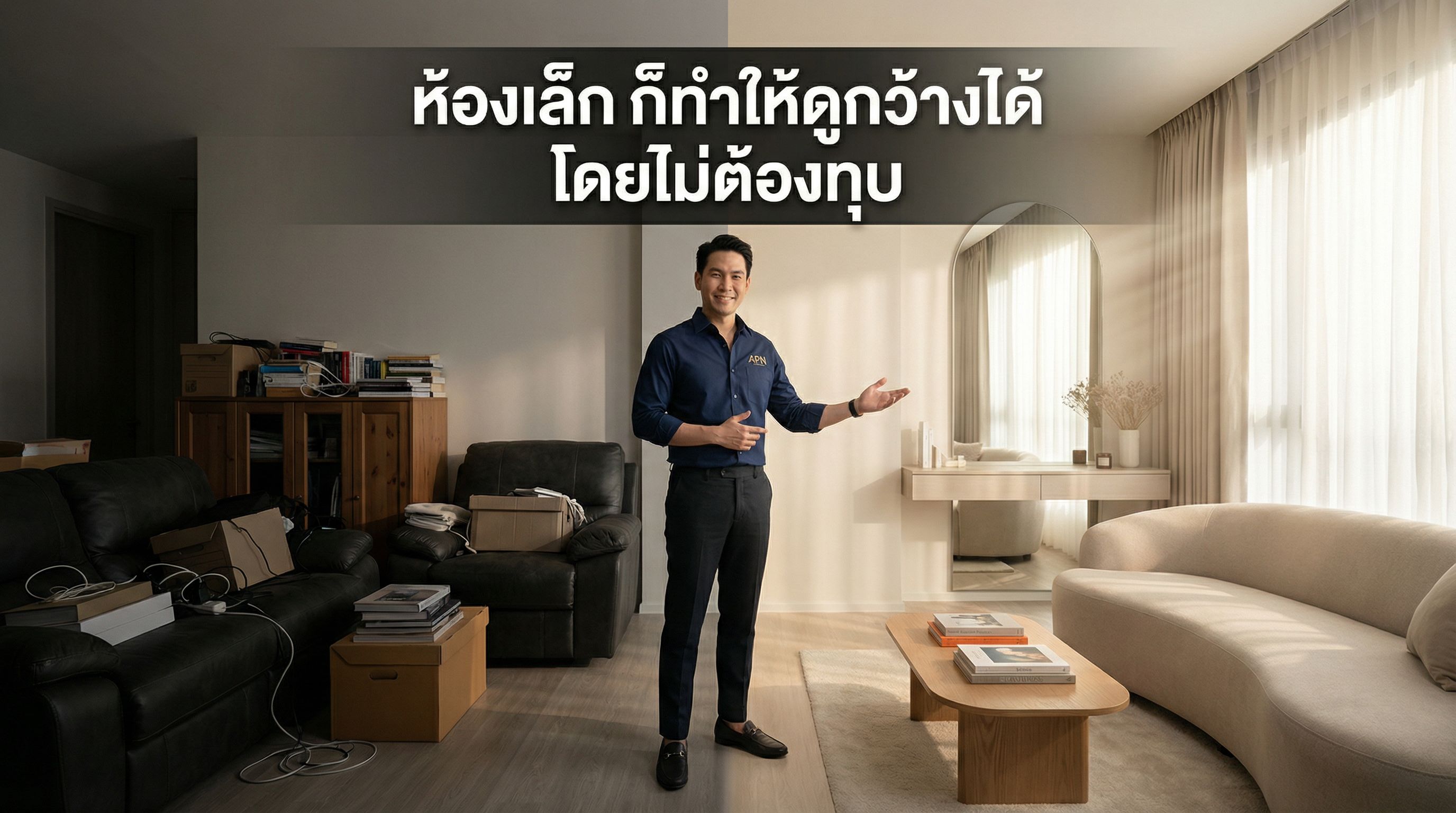 ห้องเล็กเกินไป ทำยังไงให้ดูกว้างขึ้นโดยไม่ต้องทุบ