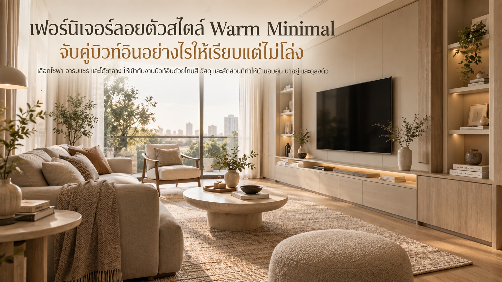 เฟอร์นิเจอร์ลอยตัวสไตล์ Warm Minimal จับคู่บิวท์อินอย่างไรให้เรียบแต่ไม่โล่ง