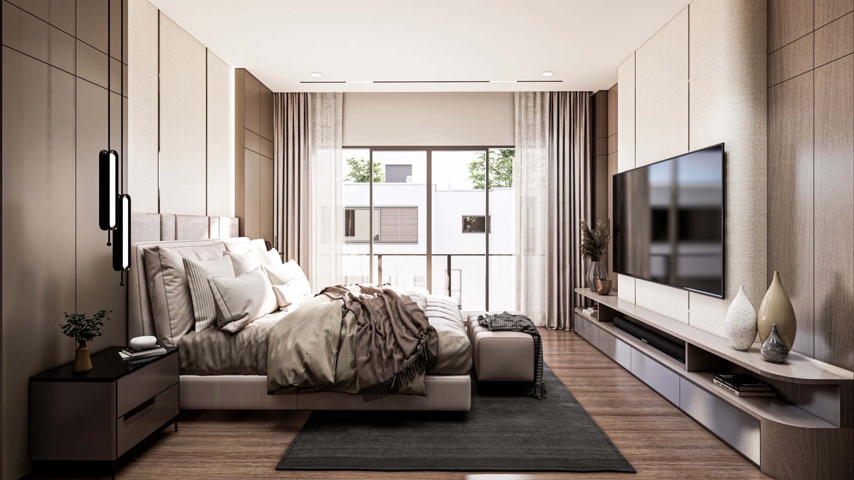 MASTER BEDROOM บริษัทตกแต่งภายใน ใน กทม 2-Story Detached House The City Bangna, Samut Prakan, Thailand โดย APN
