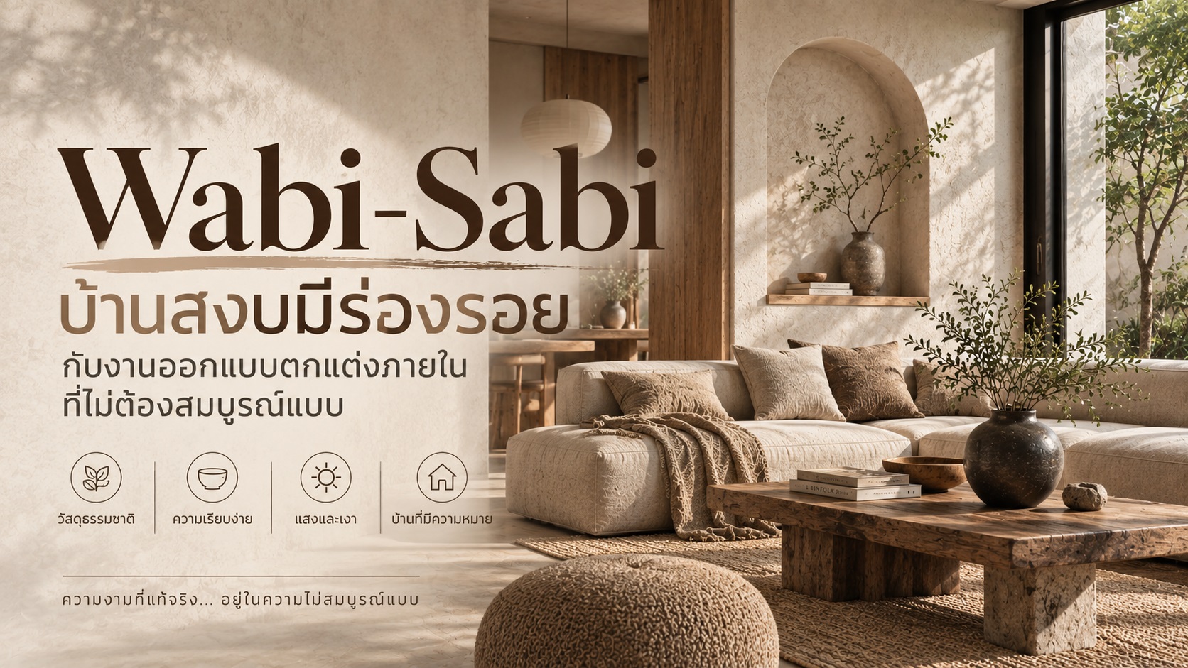 Wabi-Sabi บ้านสงบมีร่องรอย กับงานออกแบบตกแต่งภายในที่ไม่ต้องสมบูรณ์แบบ