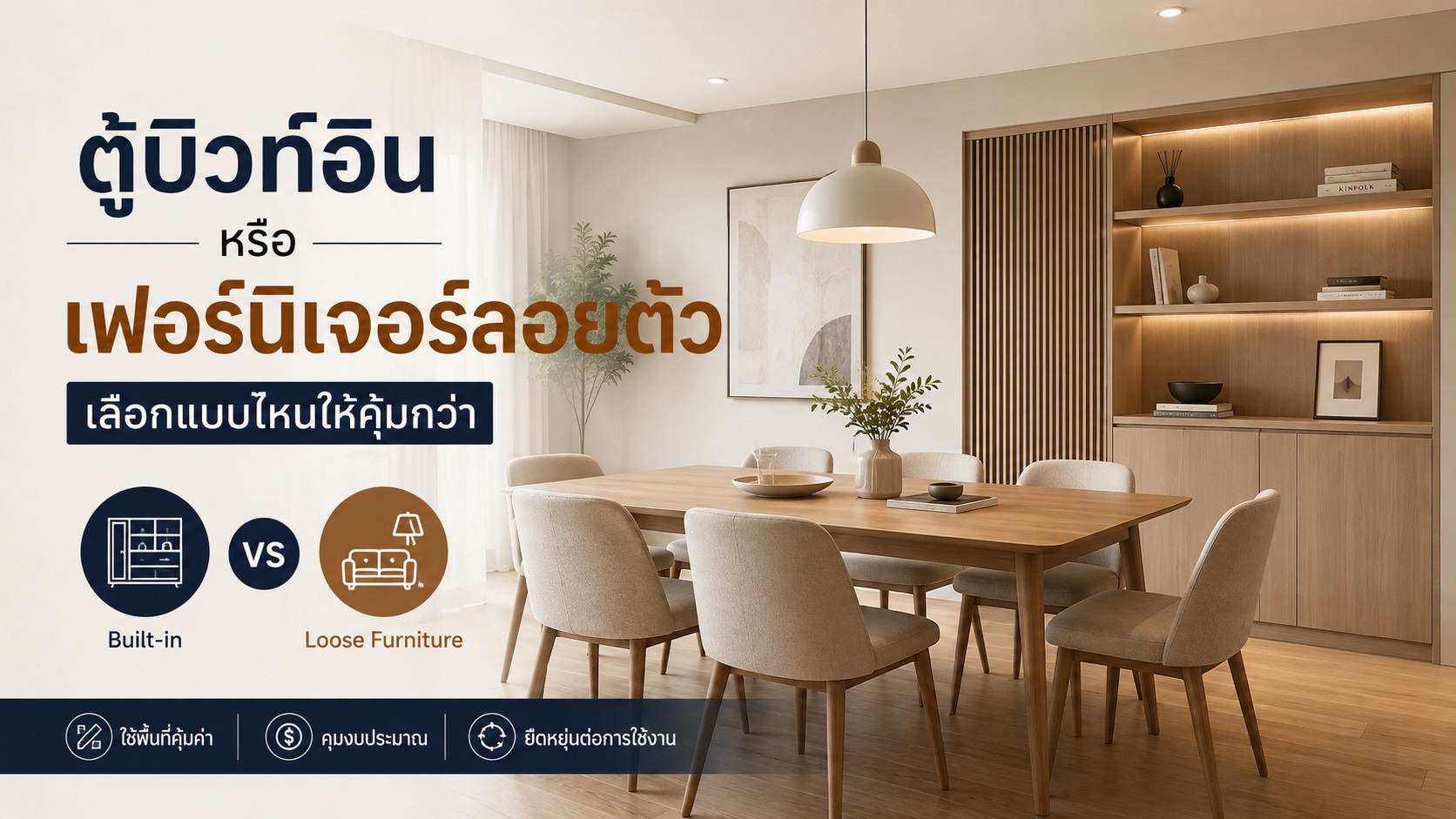 ตู้บิวท์อินหรือเฟอร์นิเจอร์ลอยตัว เลือกแบบไหนให้คุ้มกว่า