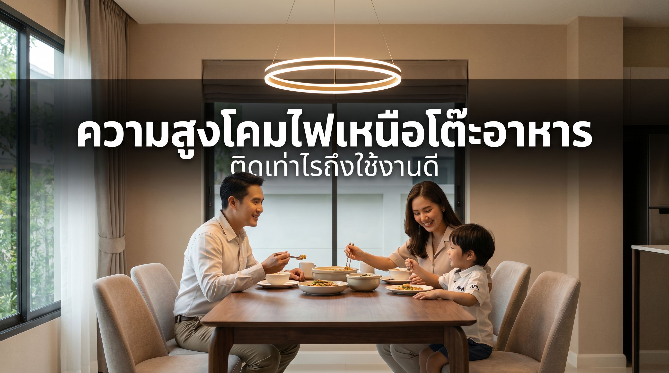 ความสูงโคมไฟเหนือโต๊ะอาหาร ควรติดเท่าไรถึงใช้งานได้จริง
