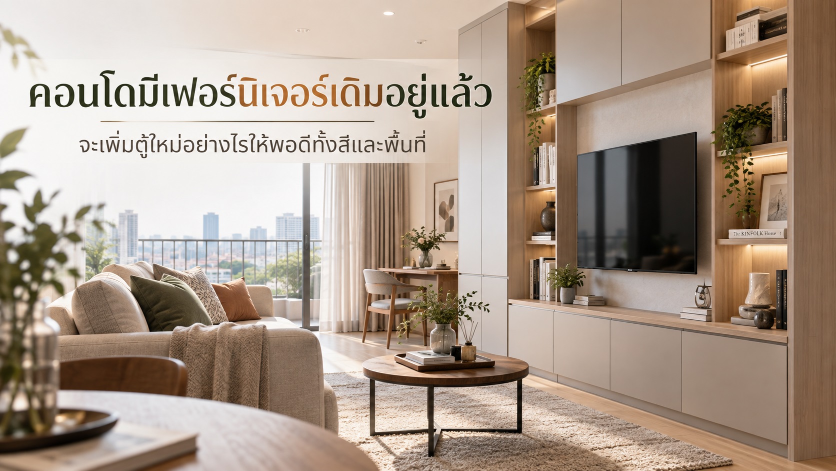 คอนโดมีเฟอร์นิเจอร์เดิมอยู่แล้ว จะเพิ่มตู้ใหม่อย่างไรให้พอดีทั้งสีและพื้นที่