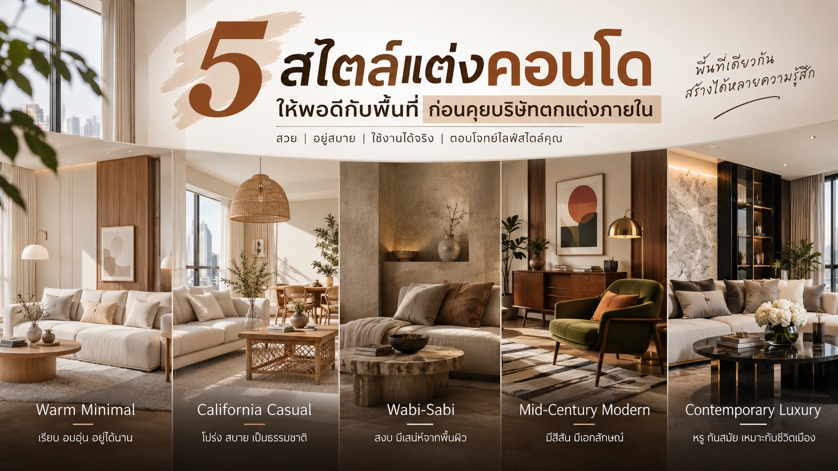 5 สไตล์แต่งคอนโดให้พอดีกับพื้นที่ ก่อนคุยบริษัทตกแต่งภายใน