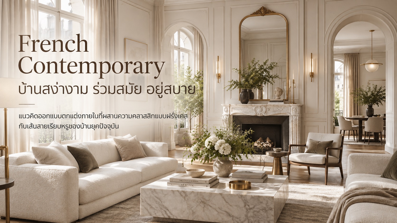French Contemporary บ้านสง่างาม กับแนวคิดออกแบบตกแต่งภายในให้ร่วมสมัย